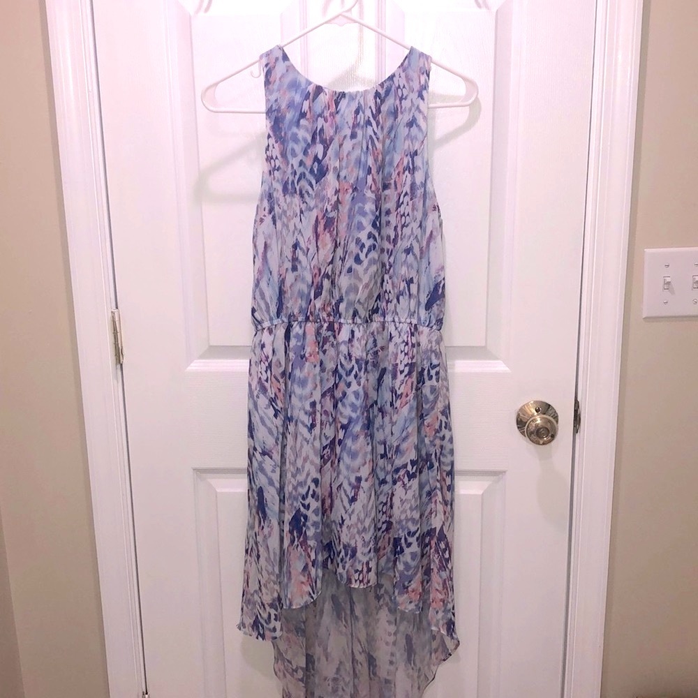 Hi-low purple watercolor dress